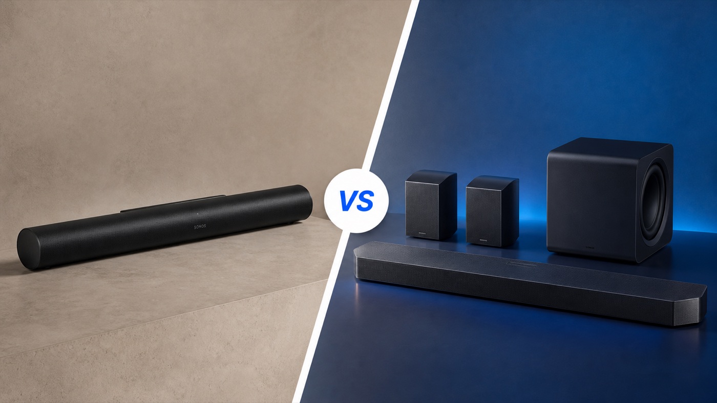 Comparativa visual de Sonos Arc Ultra y Samsung HW-Q990F